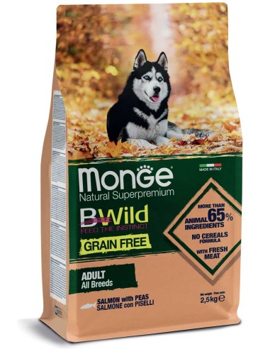 Monge Grain Free Salmone con Piselli All Breeds Adult 2,5kg.