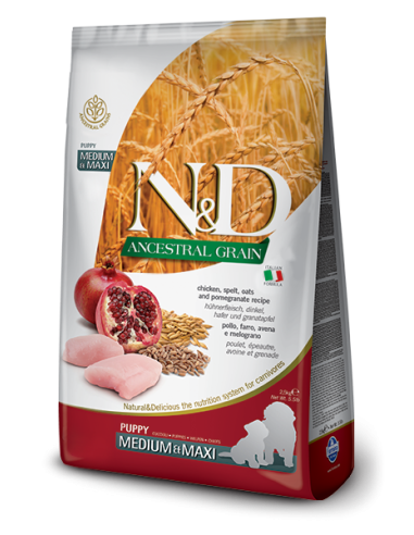 Farmina N&D Ancestral Grain Puppy Medium&Maxi Chicken & Pomegranate 12kg.
