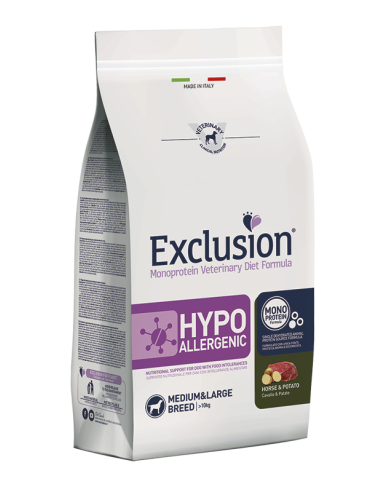 Exclusion Hypoallergenic Cavallo & Patate Medium&Large Breed 12kg.