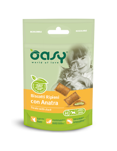 Oasy Cat Snack Biscotti ripieni con Anatra 60gr.