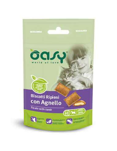 Oasy Cat Snack Biscotti ripieni con Agnello 60gr.